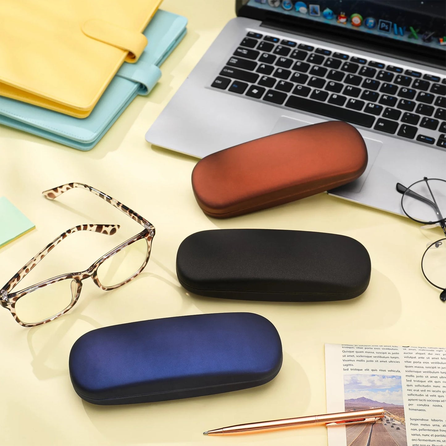 3 Packs Eyeglasses Case, Unisex Hard Shell Eye Glasses Case, 6.3 *2.36 *1.37 Inch Protective Case for Glasses, Sunglasses Case for Men Women