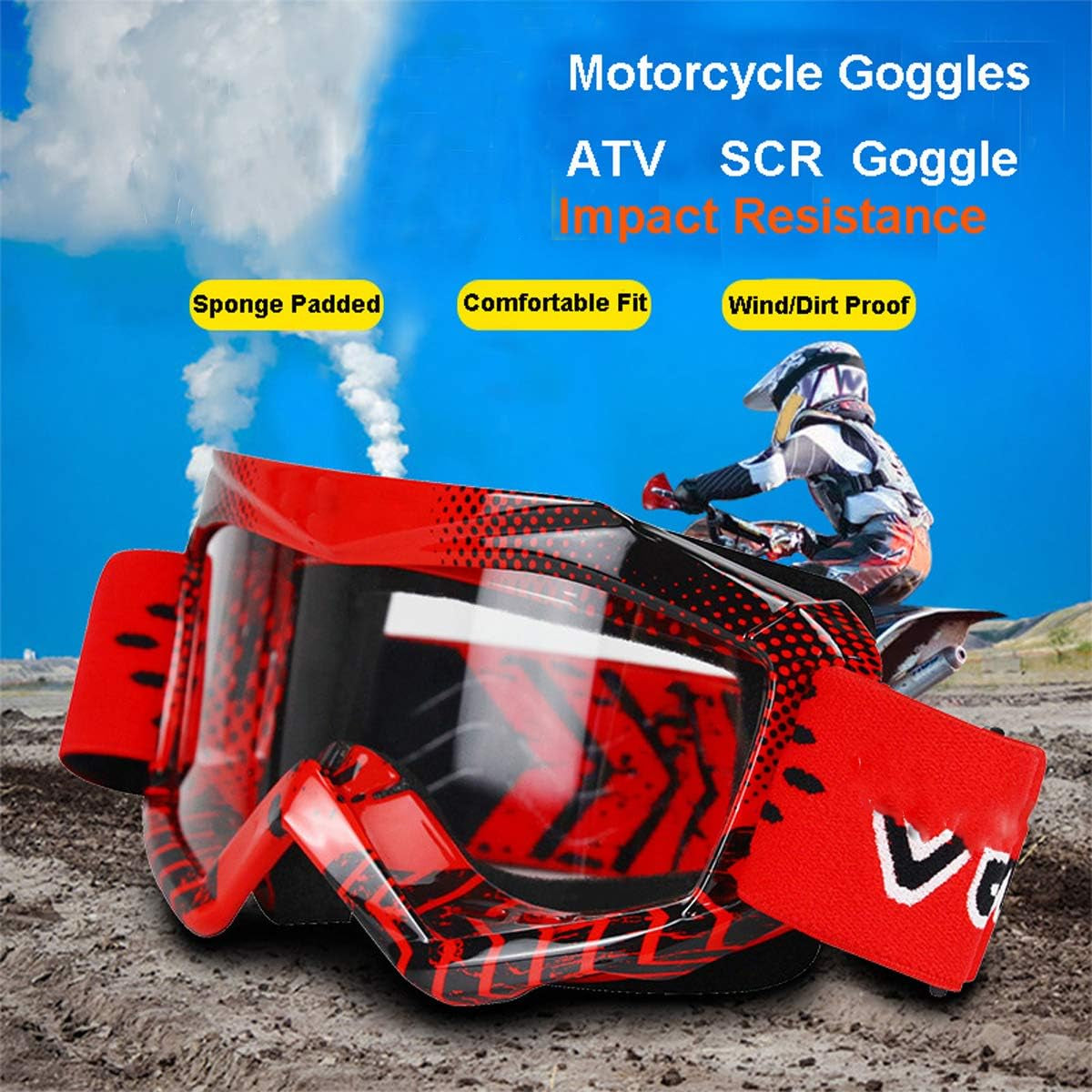 Motorbike Goggle Glasses Kids Teens Youth Motorcycle Clear Vision Dust Proof Dirtbike Racing Goggle KG4