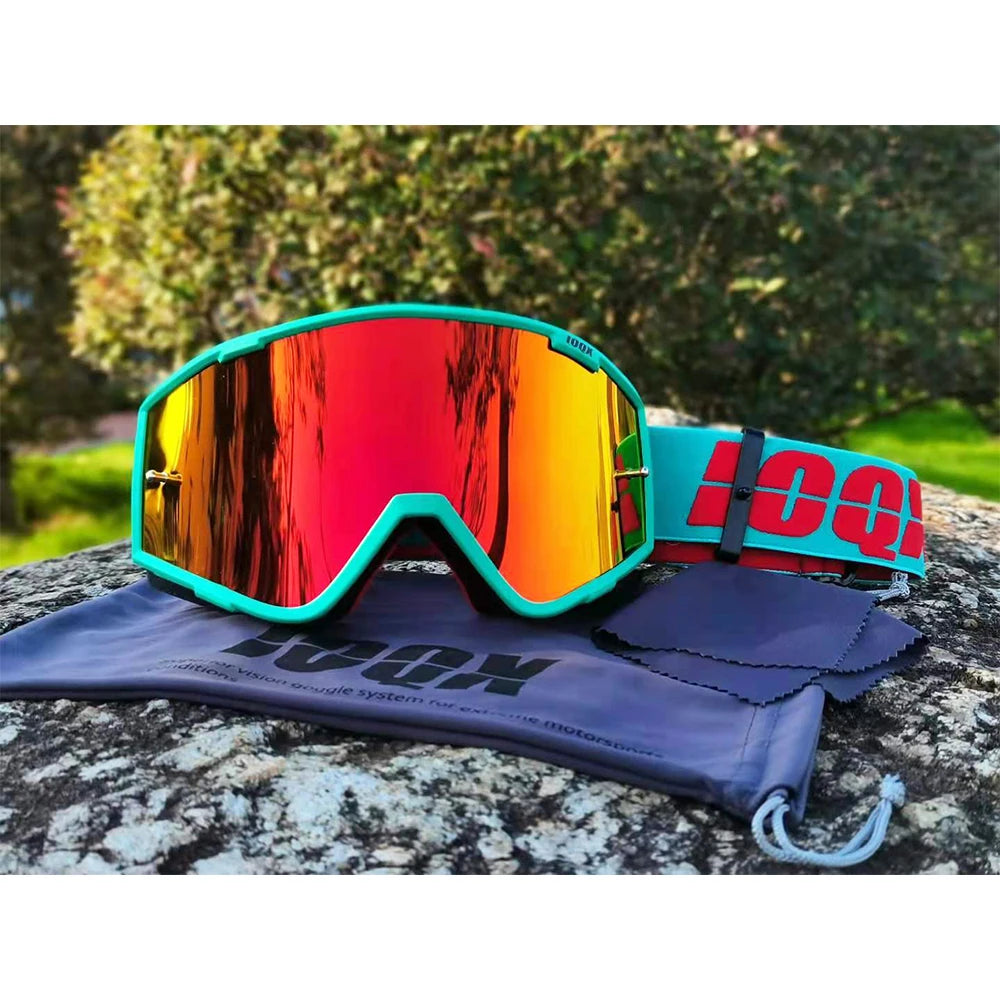 IOQX Motocross Gold Goggles Cycling MX ATV Motorcycle Helmet Glasses Off-Road Racing Riding Goggles Dirt Bike Gear Moto Glasses