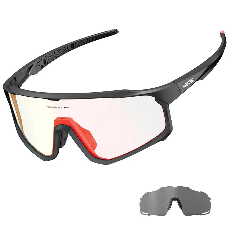 1 Glasses with 2 Modes Photochromic Polarized Cycling Goggles 2 Lens Bike MTB Bicycle Sunglasses Sport Fishing Running Glasses