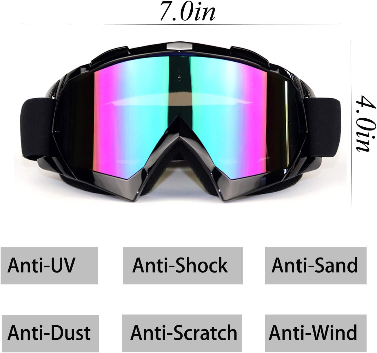 Motorcycles Goggles Dirt Bike Glasses ATV Googles off Road Riding Goggles for Man Woman Adults Youth
