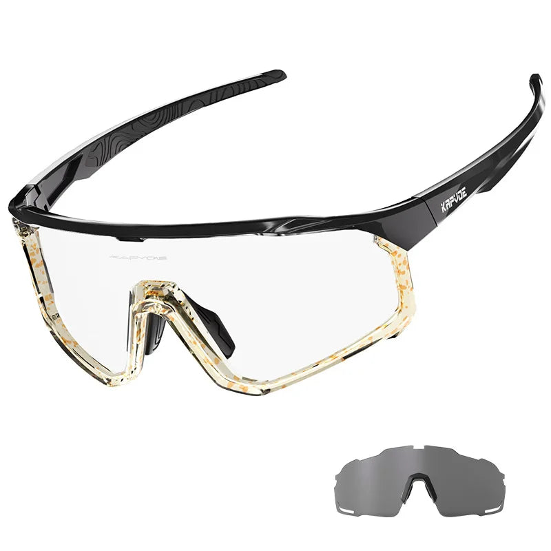 1 Glasses with 2 Modes Photochromic Polarized Cycling Goggles 2 Lens Bike MTB Bicycle Sunglasses Sport Fishing Running Glasses
