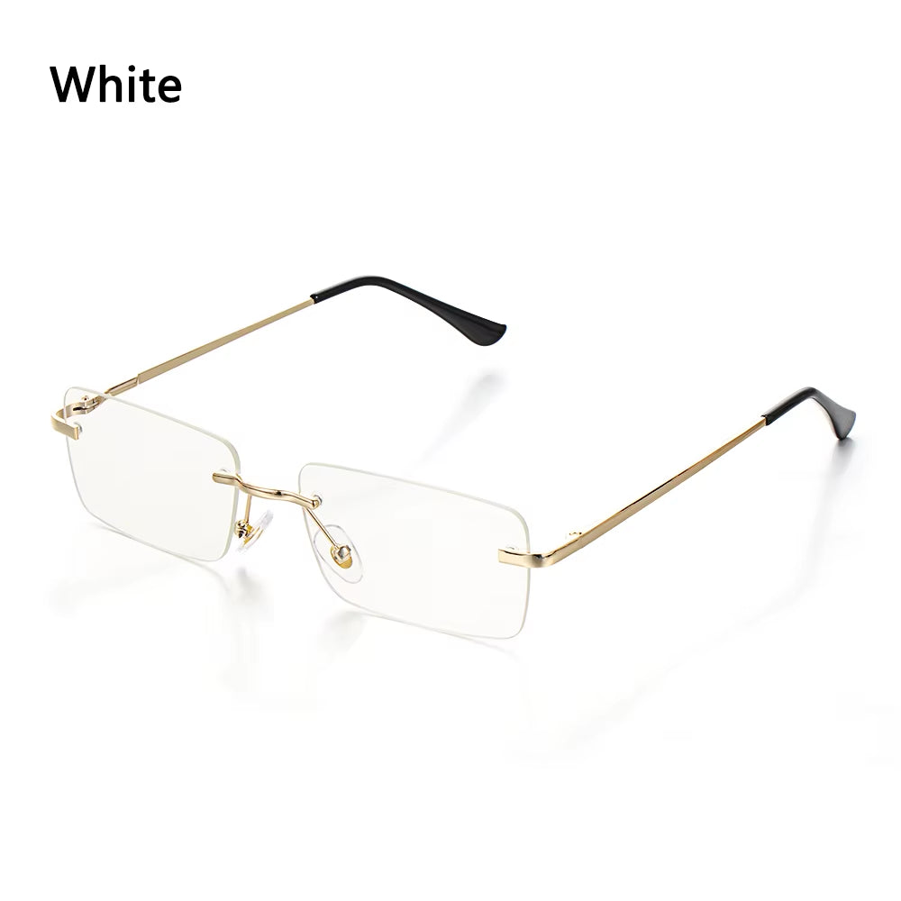 Traveling Style Mountaineering Sunglasses for Men Women UV400 Shades Rectangle Rimless Eyeglasses Gradient Colors Eyewear