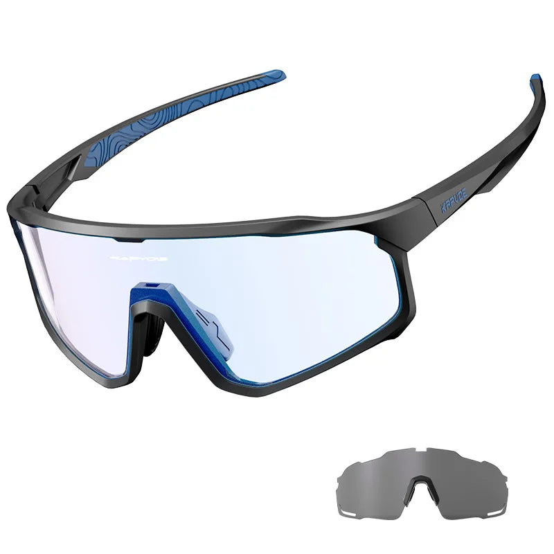 1 Glasses with 2 Modes Photochromic Polarized Cycling Goggles 2 Lens Bike MTB Bicycle Sunglasses Sport Fishing Running Glasses