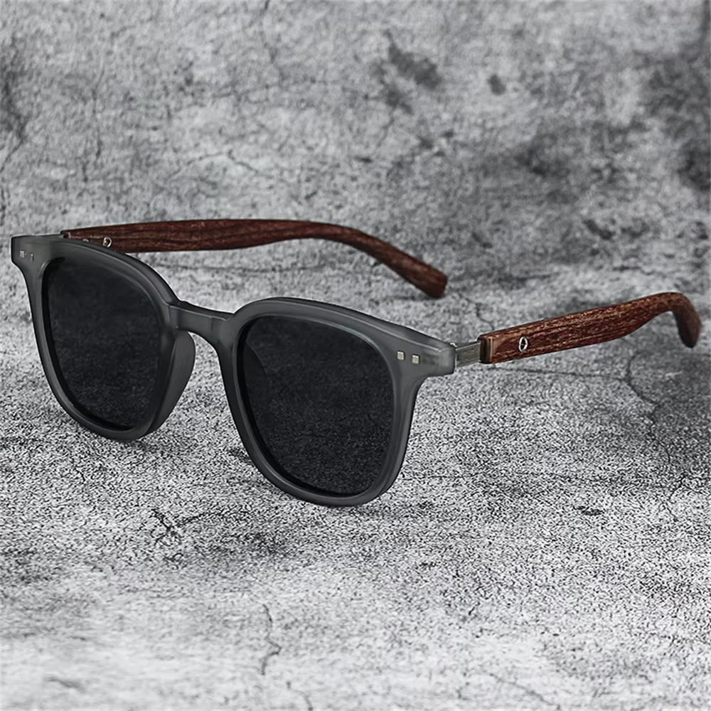 New Men Vintage Wooden Frame Sunglasses Classic Brand Sunglasses Coating Lens Men Polarized UV Protections Driving Eyewear 2025