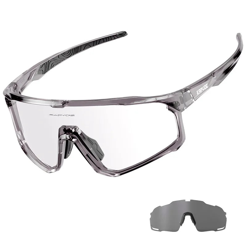 1 Glasses with 2 Modes Photochromic Polarized Cycling Goggles 2 Lens Bike MTB Bicycle Sunglasses Sport Fishing Running Glasses