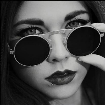3057 Steampunk Sunglasses round Metal Women Style Retro Flip Circular Double Metal Sun Glasses Men CIRCLE SUN GLASSES