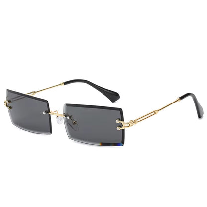Traveling Style Mountaineering Sunglasses for Men Women UV400 Shades Rectangle Rimless Eyeglasses Gradient Colors Eyewear