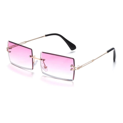 Traveling Style Mountaineering Sunglasses for Men Women UV400 Shades Rectangle Rimless Eyeglasses Gradient Colors Eyewear