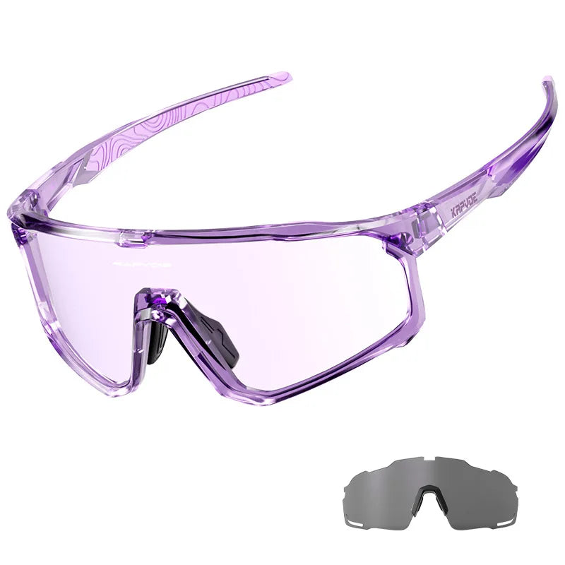 1 Glasses with 2 Modes Photochromic Polarized Cycling Goggles 2 Lens Bike MTB Bicycle Sunglasses Sport Fishing Running Glasses