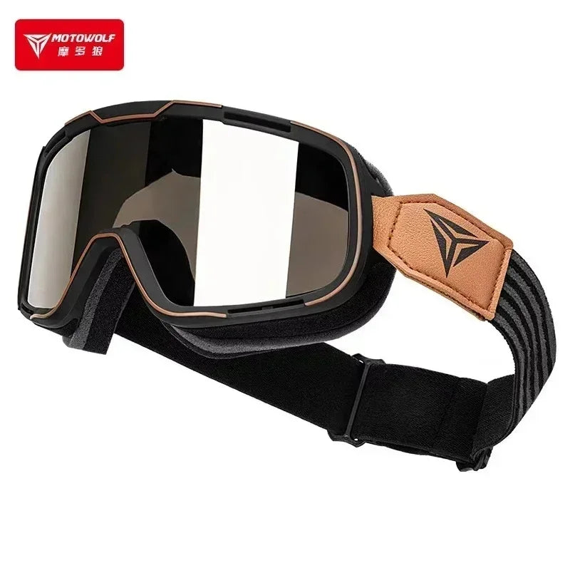 Motowolf Men Women Motocross Glasses Anti-Fog Mtb Dirt Bike Goggles Retro ATV Motorcycle Eyeglasses for Touring Riding