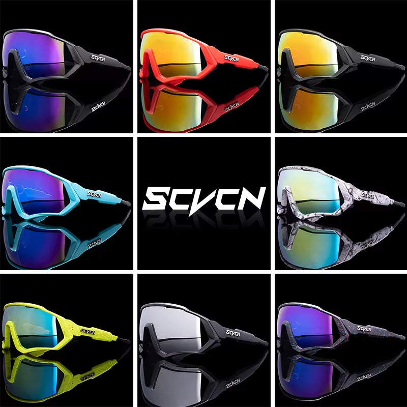 SCVCN UV400 Sport Cycling Glasses Road Sunglasses Bicycle Eyewear Mountain Bike MTB Cycl Goggles Running Glasses