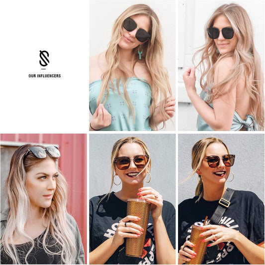 Oversized Trendy Square Sunglasses for Women Fashion Shades Sunnies SJ2116 with Clear Grey Frame/Grey Lens
