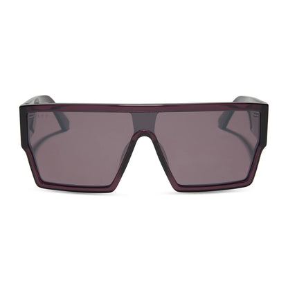 ELECTRA - AUBERGINE + AUBERGINE W SILVER FLASH SUNGLASSES