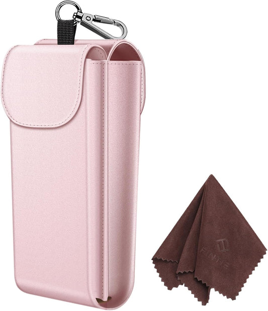 Double Glasses Case with Carabiner Hook, Portable Vegan Leather Eyeglass Case Anti-Scratch Sunglasses Pouch
