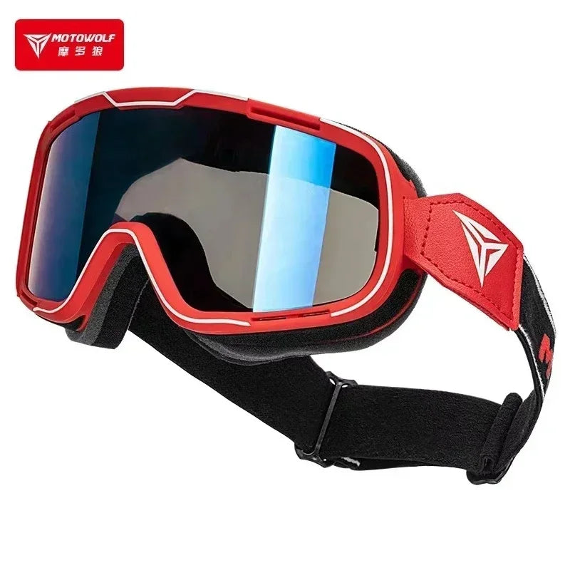 Motowolf Men Women Motocross Glasses Anti-Fog Mtb Dirt Bike Goggles Retro ATV Motorcycle Eyeglasses for Touring Riding