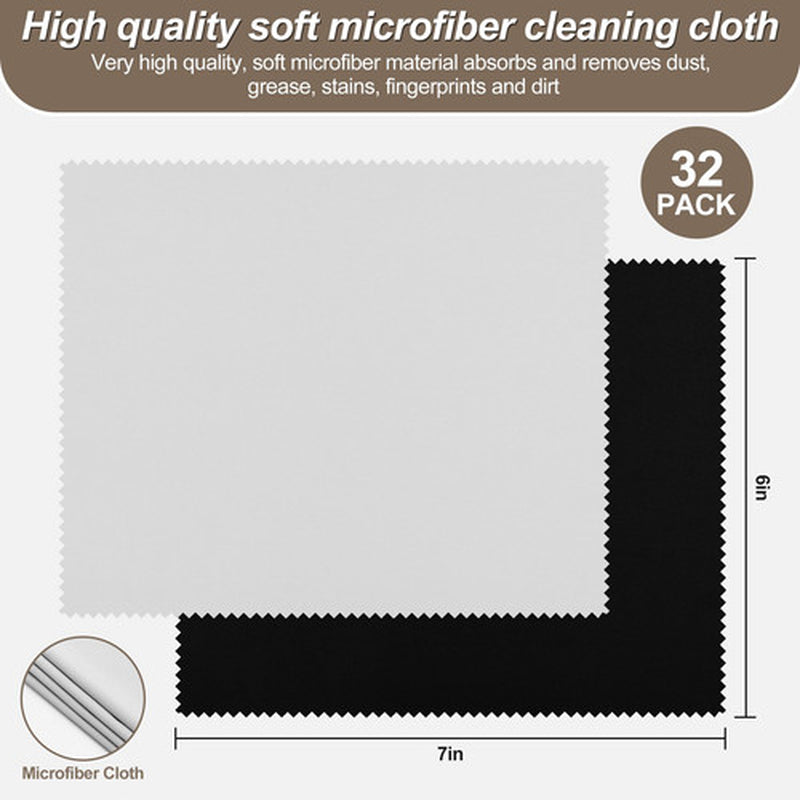 32 Pack Microfiber Cleaning Cloths (7 X 6) Glasses Cleaning Cloth for Eyegl