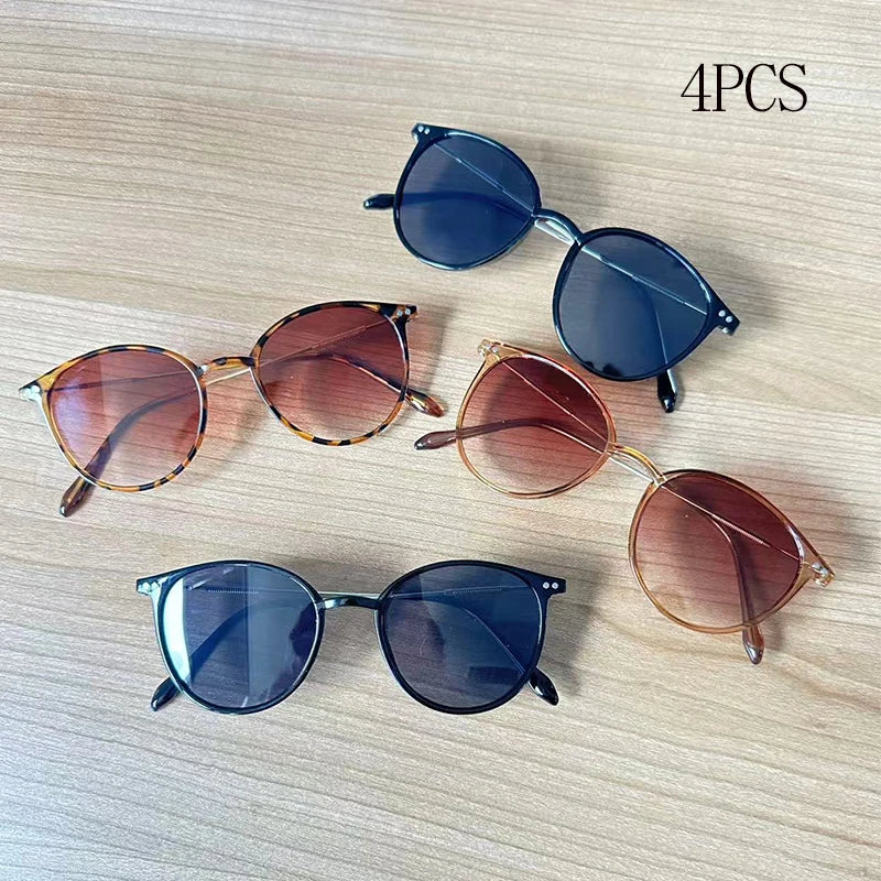 2 Pairs per Set Small round Sunglasses Women Cute Skinny Cat Eye Eyewear Men Vintage Narrow Cateye Sunglasses Set