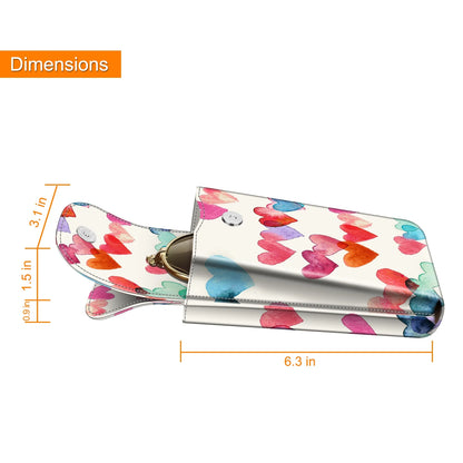 Double Glasses Case with Carabiner Hook, Portable Vegan Leather Eyeglass Case Anti-Scratch Sunglasses Pouch, Cloudy Marble