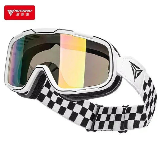 Motowolf Men Women Motocross Glasses Anti-Fog Mtb Dirt Bike Goggles Retro ATV Motorcycle Eyeglasses for Touring Riding