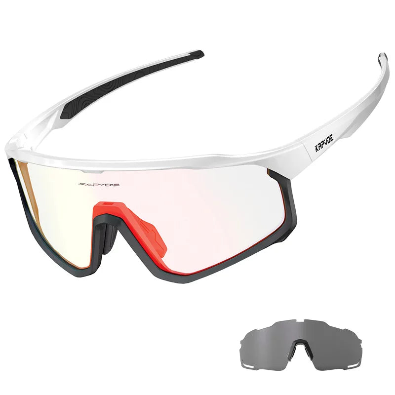 1 Glasses with 2 Modes Photochromic Polarized Cycling Goggles 2 Lens Bike MTB Bicycle Sunglasses Sport Fishing Running Glasses