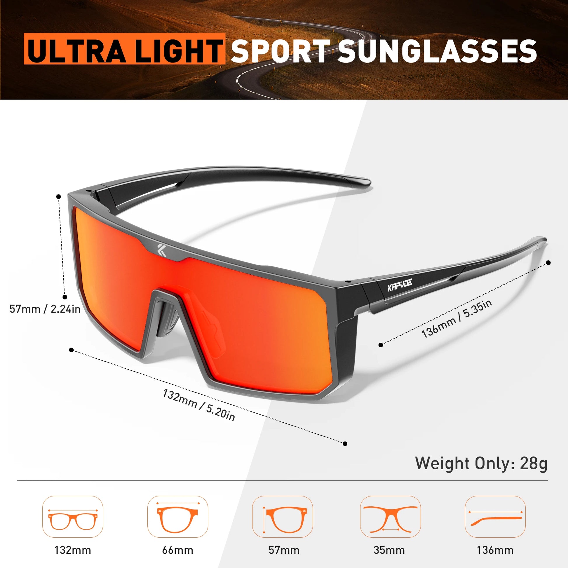 KAPVOE Polarized Sunglasses Sports Glasses Fashion  Glasses Man Luxury Motorcycle Goggles Outdoor Cycling UV400 Sunglasses