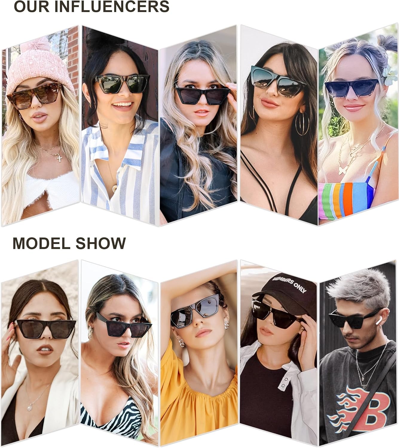 2 Pack Oversized Square Cateye Polarized Sunglasses Big Trendy Style Sunnies SJ2115, Black & Leopard