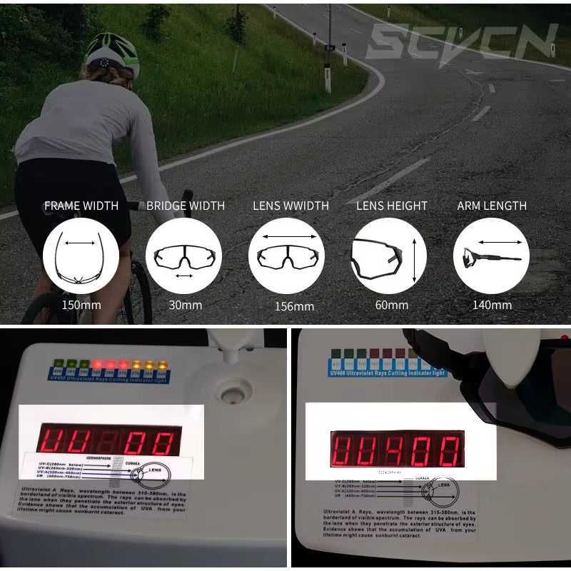SCVCN UV400 Sport Cycling Glasses Road Sunglasses Bicycle Eyewear Mountain Bike MTB Cycl Goggles Running Glasses