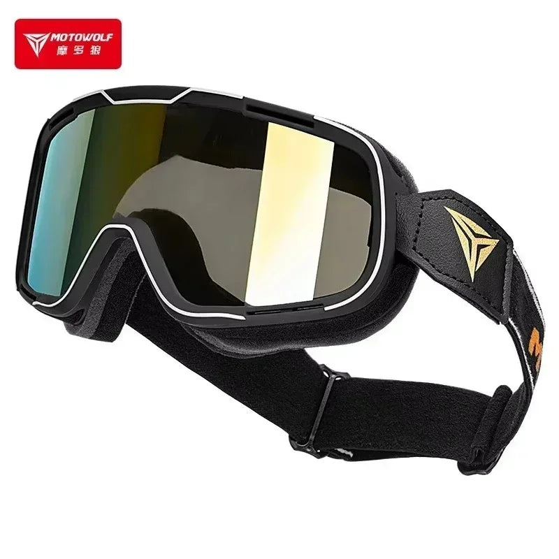 Motowolf Men Women Motocross Glasses Anti-Fog Mtb Dirt Bike Goggles Retro ATV Motorcycle Eyeglasses for Touring Riding