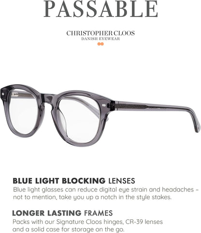 - Passable Grey Tonic - Danish Design Blue Light Glasses for Men & Women - Fashion Designer Glasses - Computer Glasses - Unisex - Non Prescription - Prescription Ready