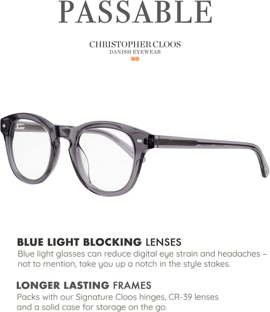- Passable Grey Tonic - Danish Design Blue Light Glasses for Men & Women - Fashion Designer Glasses - Computer Glasses - Unisex - Non Prescription - Prescription Ready