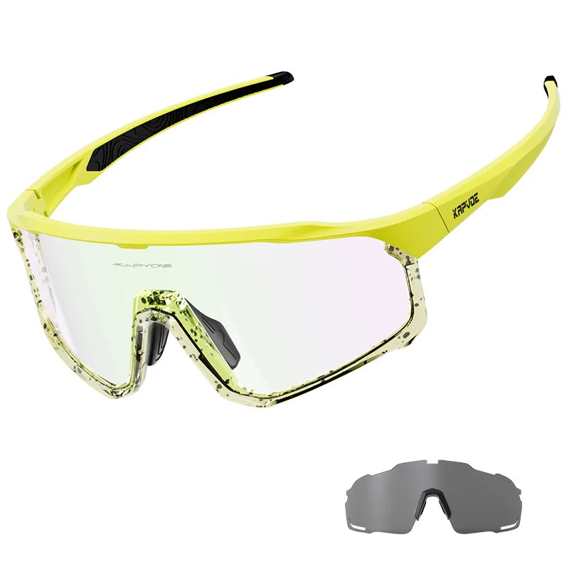 1 Glasses with 2 Modes Photochromic Polarized Cycling Goggles 2 Lens Bike MTB Bicycle Sunglasses Sport Fishing Running Glasses