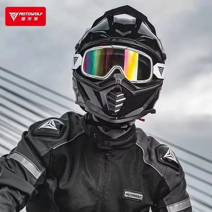 Motowolf Men Women Motocross Glasses Anti-Fog Mtb Dirt Bike Goggles Retro ATV Motorcycle Eyeglasses for Touring Riding