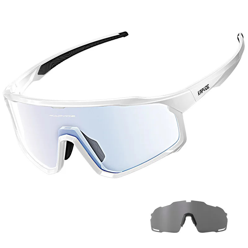 1 Glasses with 2 Modes Photochromic Polarized Cycling Goggles 2 Lens Bike MTB Bicycle Sunglasses Sport Fishing Running Glasses