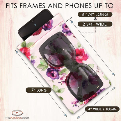 Soft Sunglasses Case | Large Glasses Case Holder - Eyeglass Pouch Squeeze Top | Glasses Pouch Lightweight Extra Layers