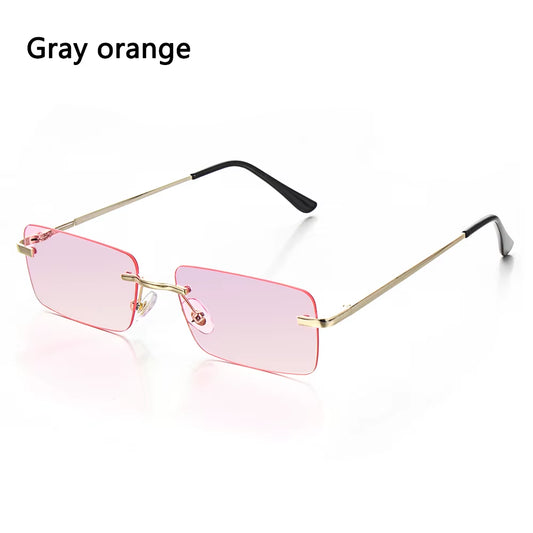 Traveling Style Mountaineering Sunglasses for Men Women UV400 Shades Rectangle Rimless Eyeglasses Gradient Colors Eyewear