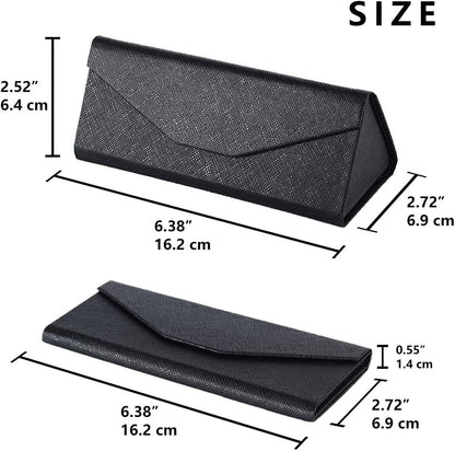 Glasses Cases, Eyeglasses Case Hard Shell for Men Women, PU Folding Glasses Sunglasses Case Portable with Clean Cloth