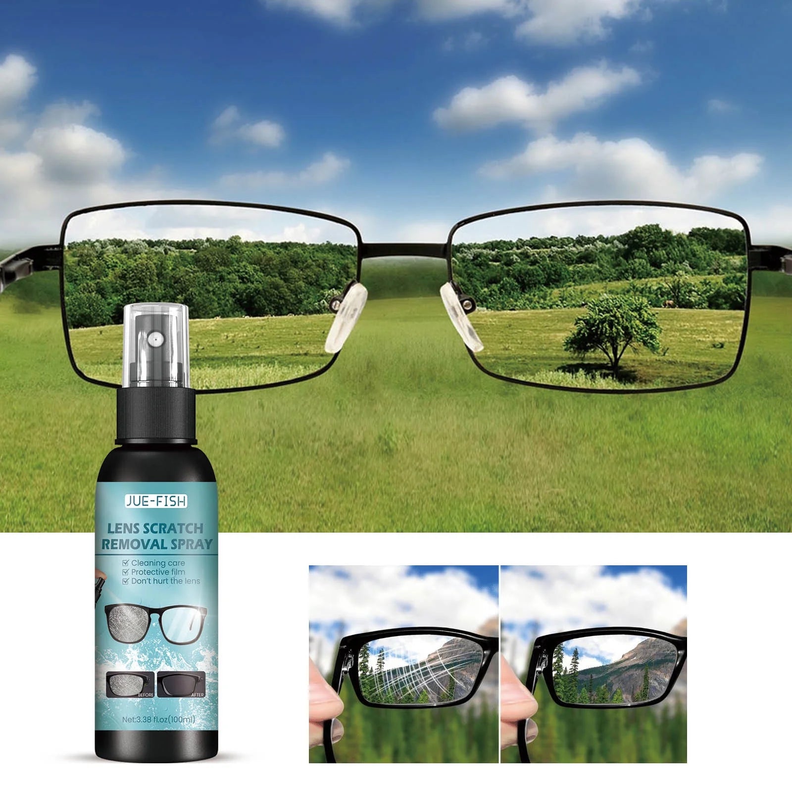 Eyeglass Lens Scratch Remover, 100Ml Eye Glass Spray Cleaning Repair Liquid, Mirror Sunglasses Screen Cleaner Tools