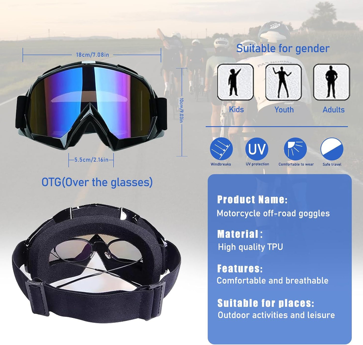Motorcycle Dirt Bike Skiing Riding Windproof Racing Motocross Goggles
