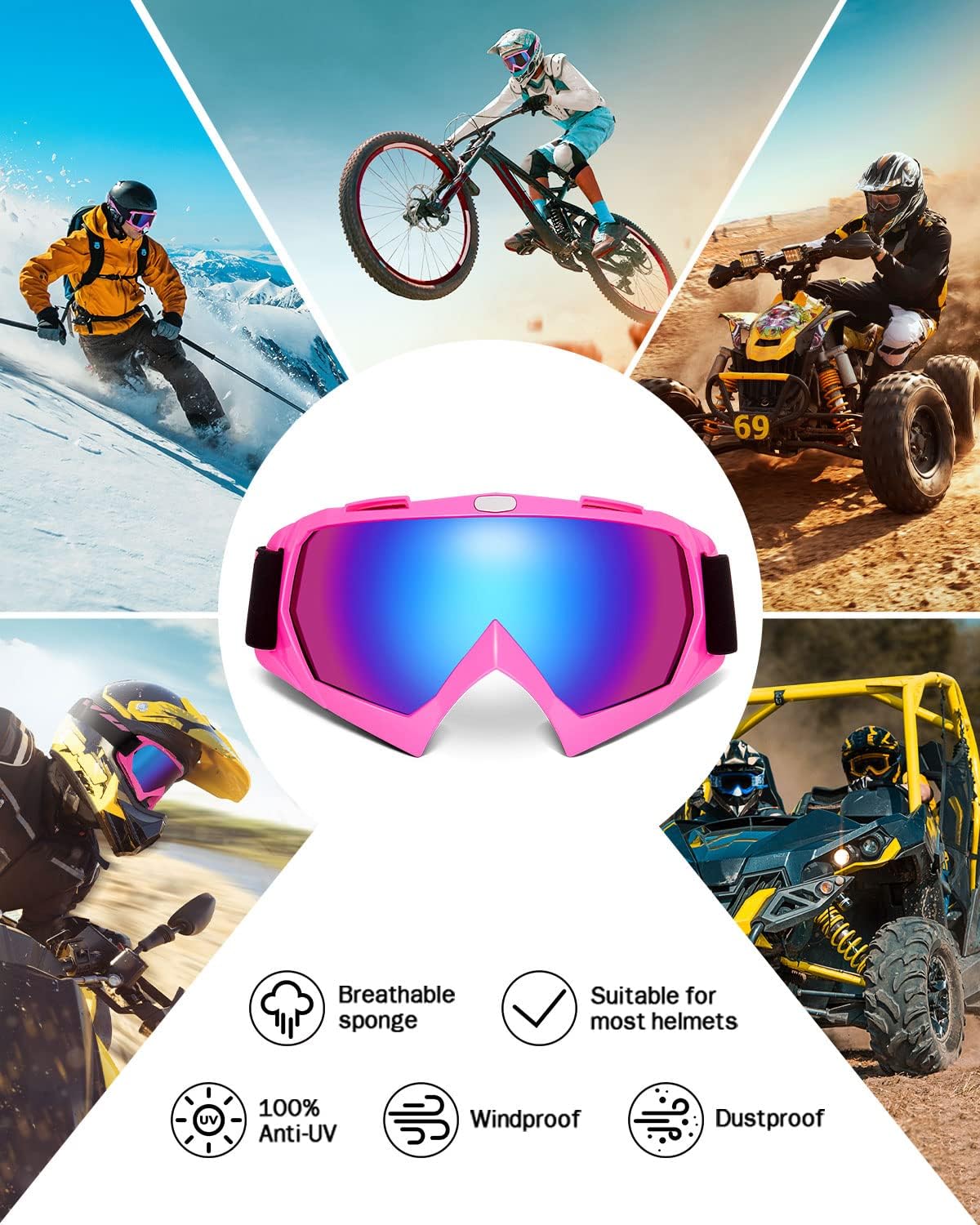 Dirt Bike Goggles - Motocross & ATV/UTV Goggles with anti UV Protection