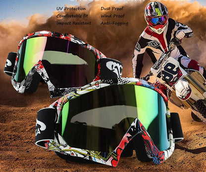 Excite Bike Goggles Dirt Bike off Road Motocross Motorcycle Motorbike Safety Glasses anti UV Anti-Scratch Dustproof Windproof Cycling Racing Riding Skiing for Men Women Kids Adults Ql036-Tinted KG3