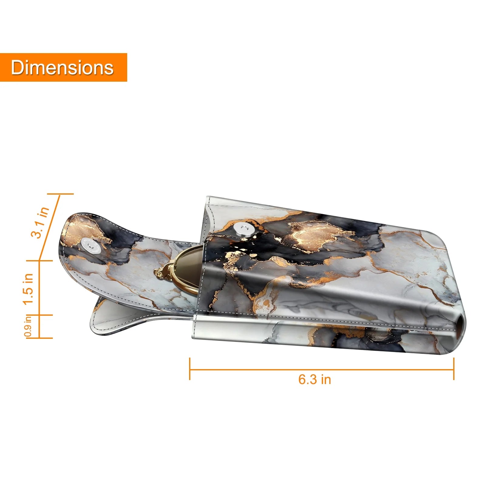 Double Glasses Case with Carabiner Hook, Portable Vegan Leather Eyeglass Case Anti-Scratch Sunglasses Pouch, Cloudy Marble