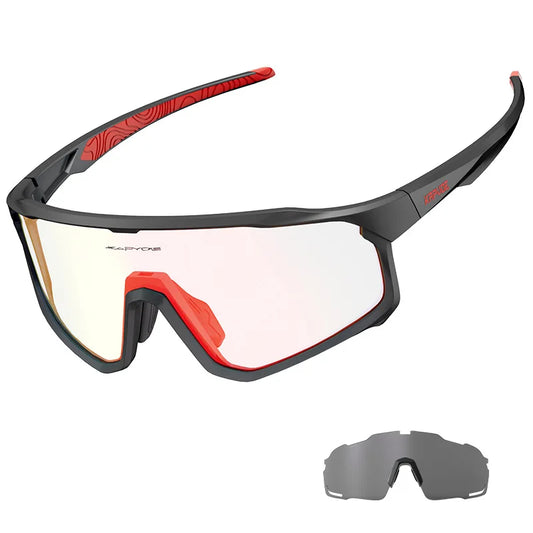 1 Glasses with 2 Modes Photochromic Polarized Cycling Goggles 2 Lens Bike MTB Bicycle Sunglasses Sport Fishing Running Glasses