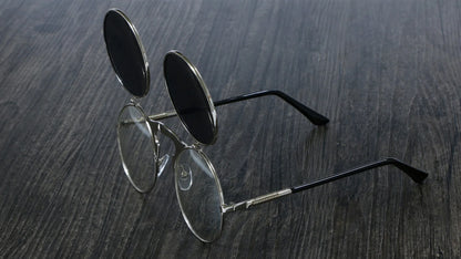 3057 Steampunk Sunglasses round Metal Women Style Retro Flip Circular Double Metal Sun Glasses Men CIRCLE SUN GLASSES