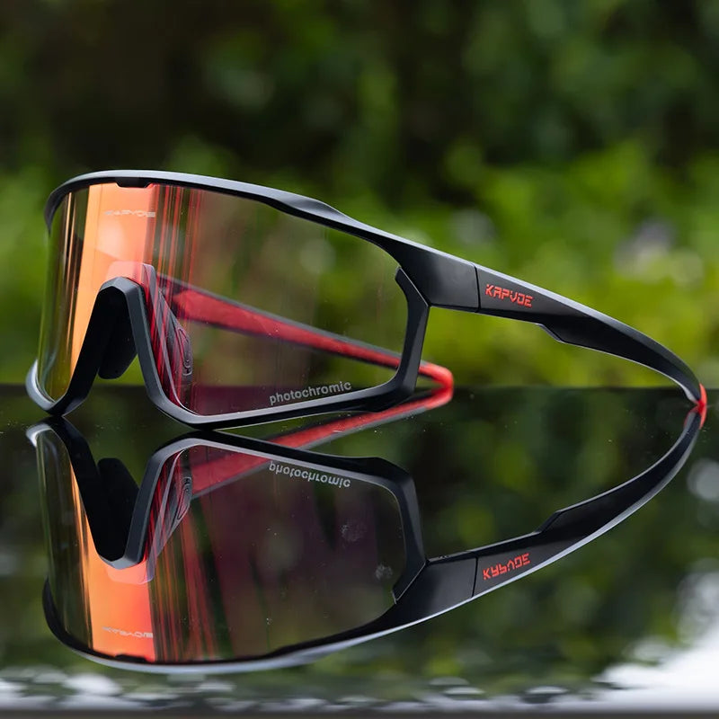 1 Glasses with 2 Modes Photochromic Polarized Cycling Goggles 2 Lens Bike MTB Bicycle Sunglasses Sport Fishing Running Glasses