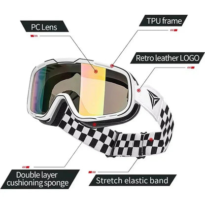 Motowolf Men Women Motocross Glasses Anti-Fog Mtb Dirt Bike Goggles Retro ATV Motorcycle Eyeglasses for Touring Riding