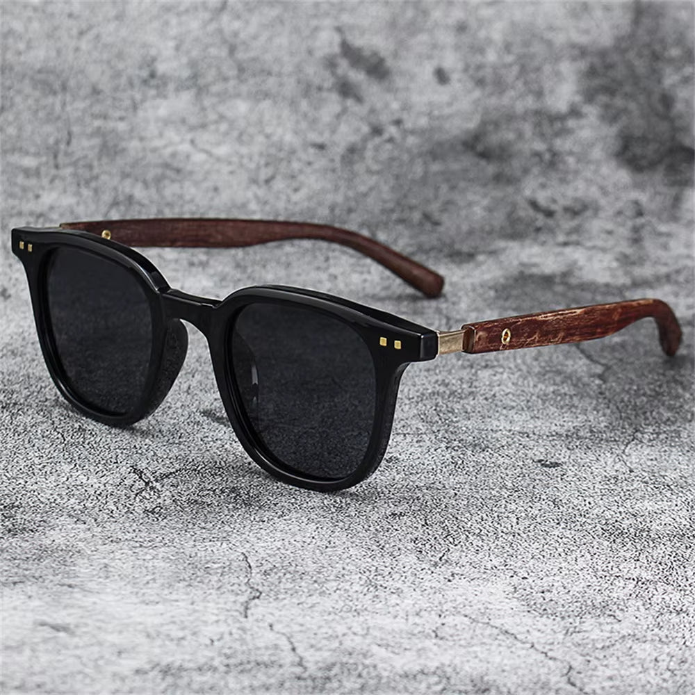 New Men Vintage Wooden Frame Sunglasses Classic Brand Sunglasses Coating Lens Men Polarized UV Protections Driving Eyewear 2025