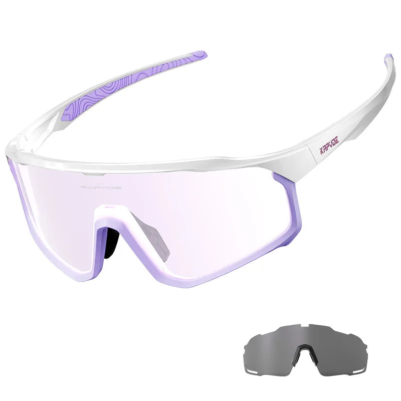 1 Glasses with 2 Modes Photochromic Polarized Cycling Goggles 2 Lens Bike MTB Bicycle Sunglasses Sport Fishing Running Glasses