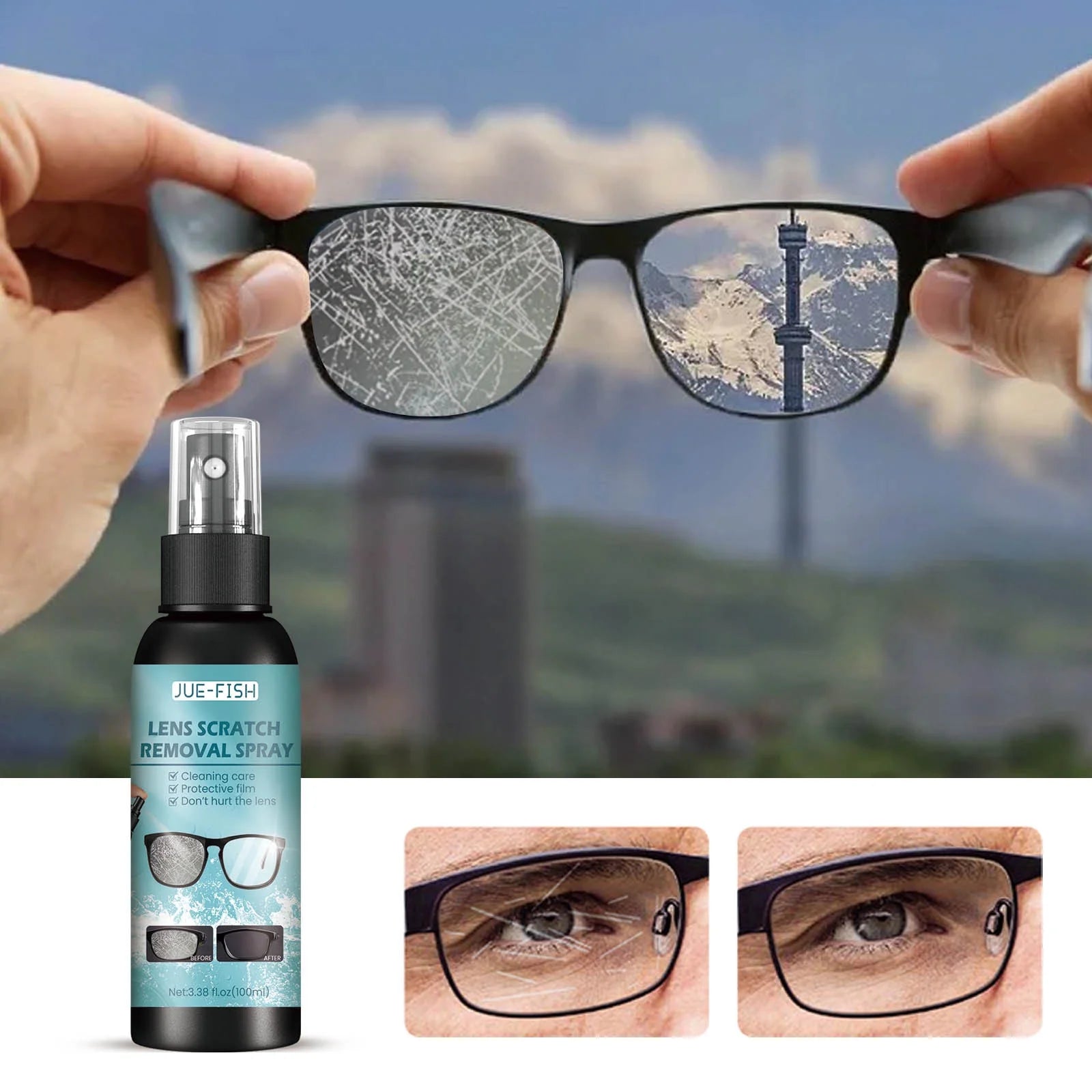 Eyeglass Lens Scratch Remover, 100Ml Eye Glass Spray Cleaning Repair Liquid, Mirror Sunglasses Screen Cleaner Tools