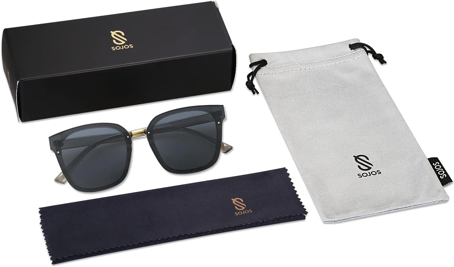 Oversized Trendy Square Sunglasses for Women Fashion Shades Sunnies SJ2116 with Clear Grey Frame/Grey Lens